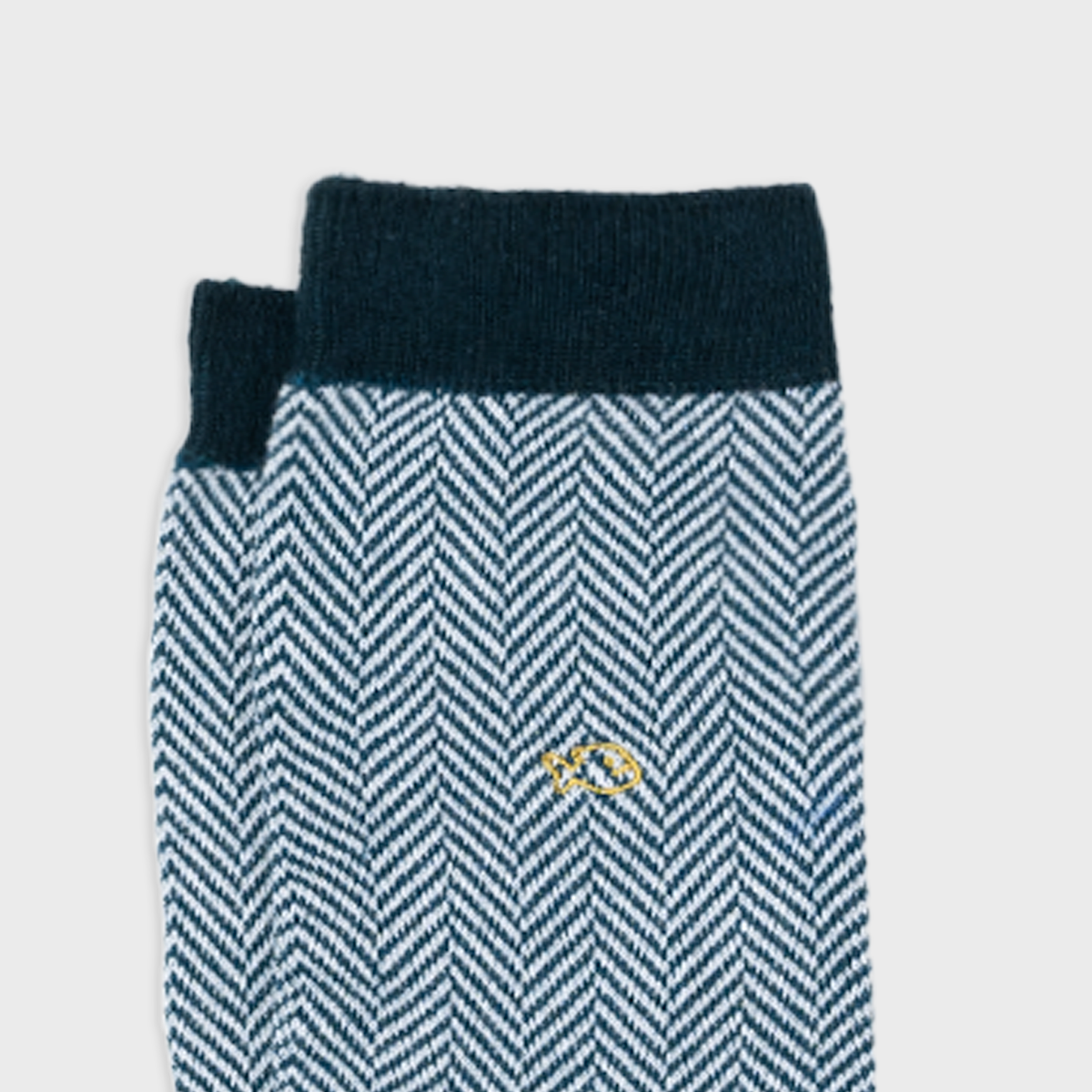 Chaussettes en coton peigné chevrons - Emeraude