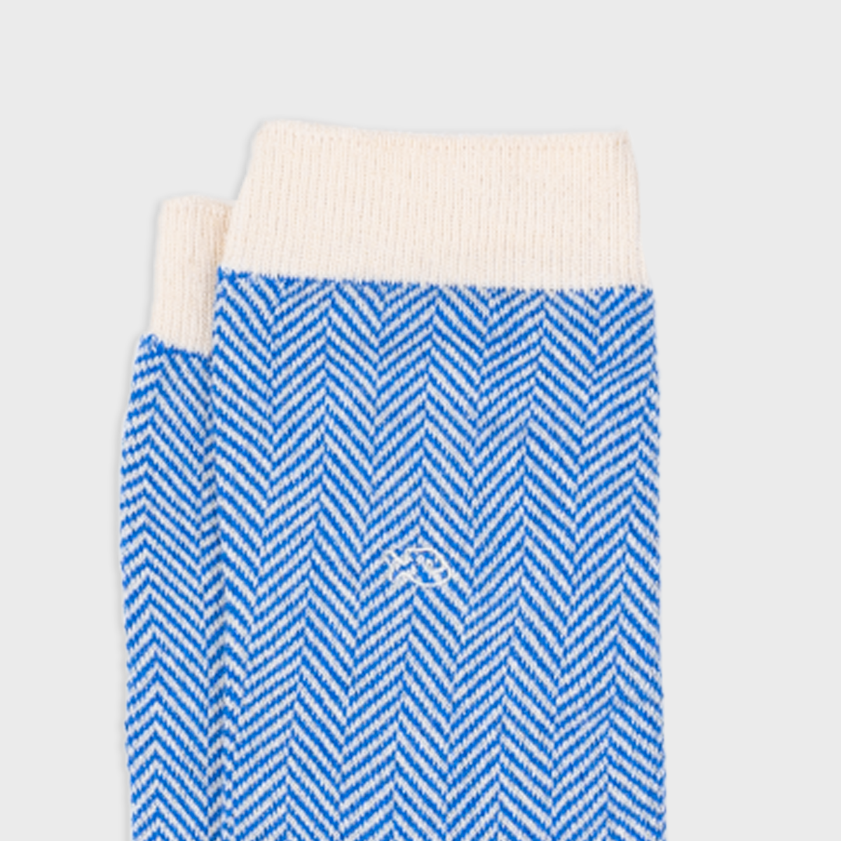 Chaussettes en coton peigné chevrons - Merle bleu