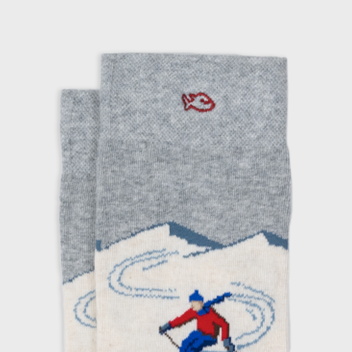 Patterned combed cotton socks - Skier