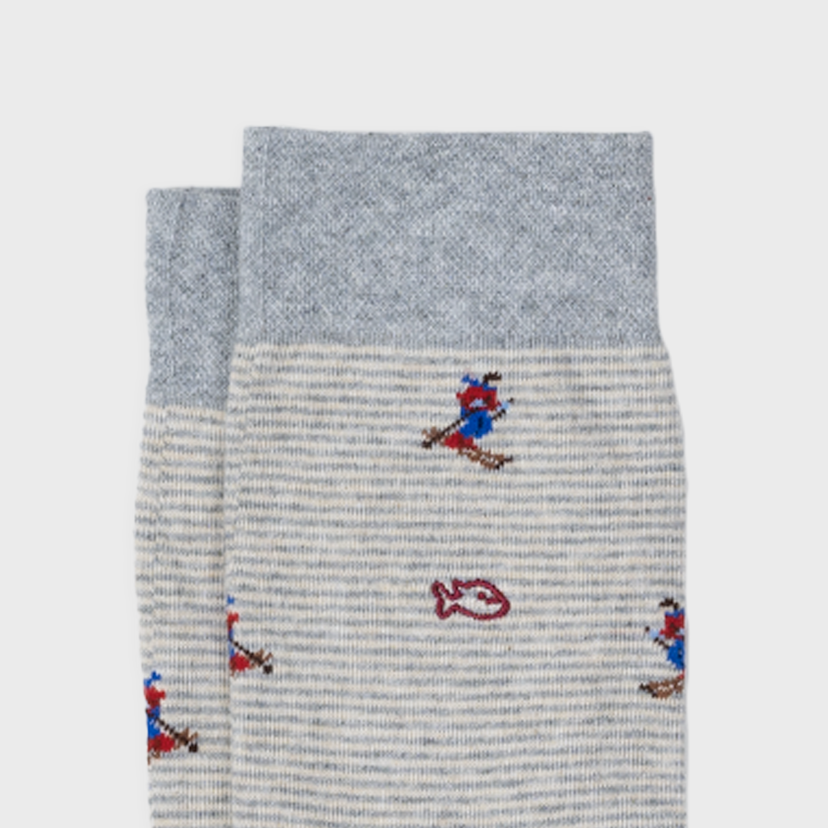 Patterned combed cotton socks - Red slope