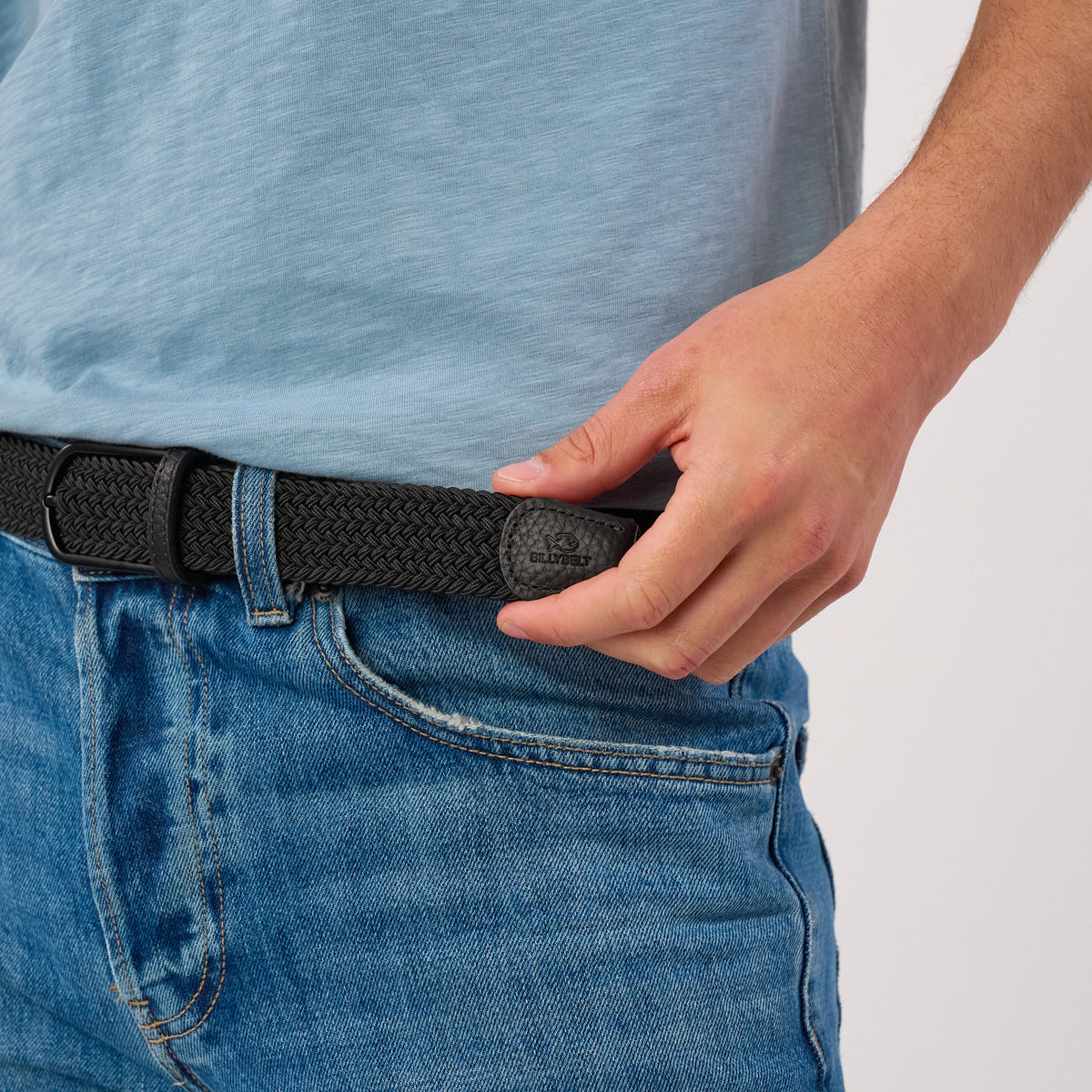 Plain elastic woven belt - All Black