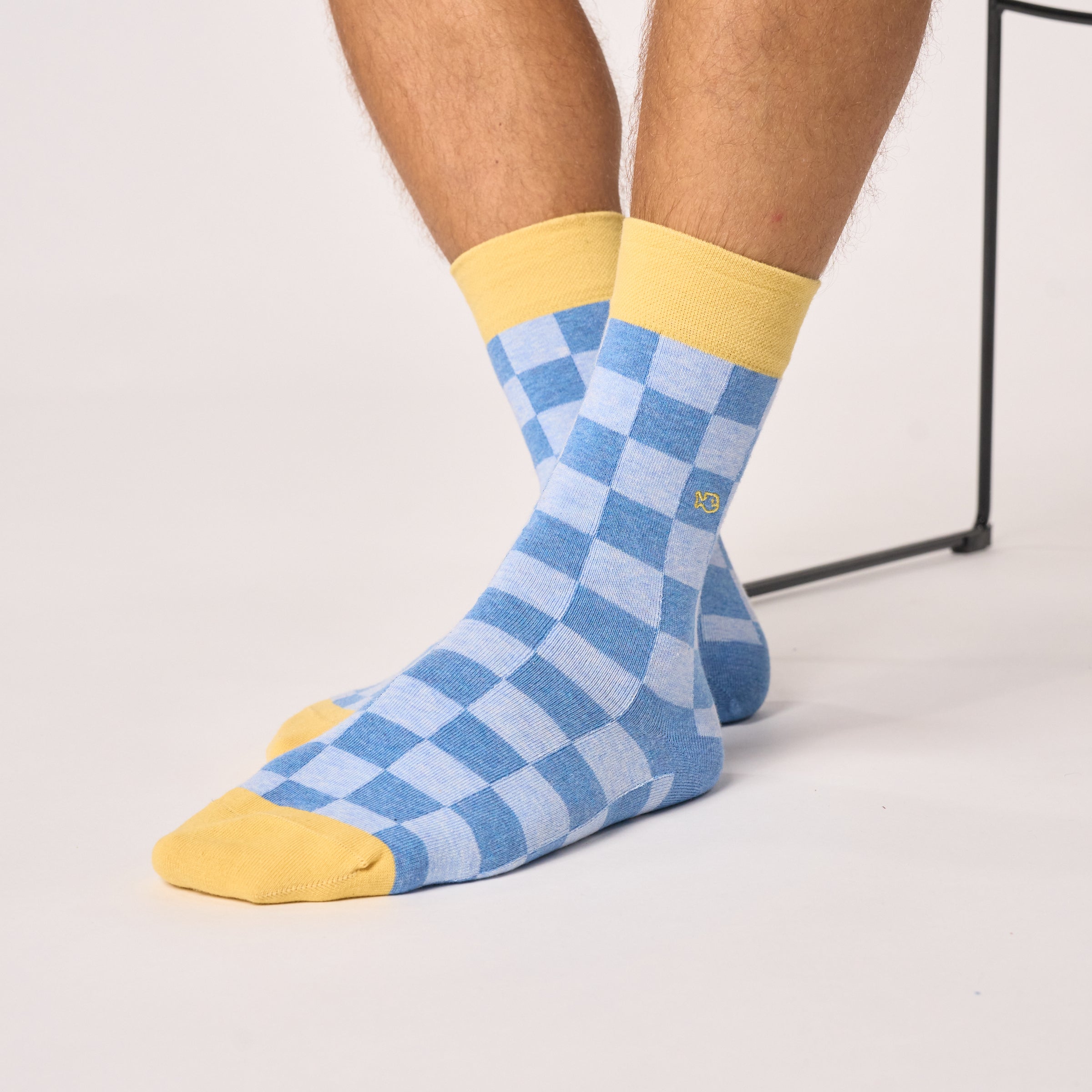 Checked combed cotton socks - Riverside