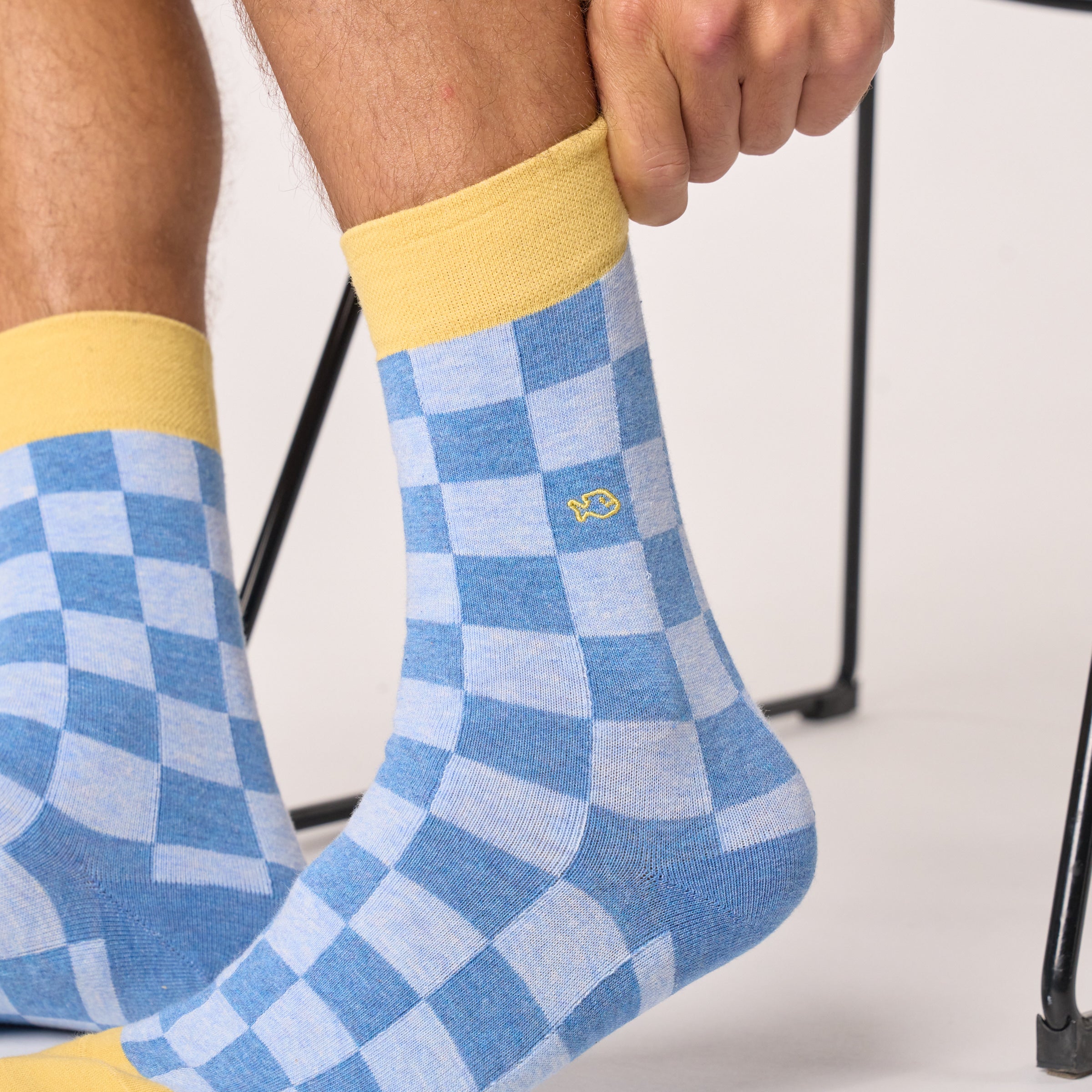 Checked combed cotton socks - Riverside