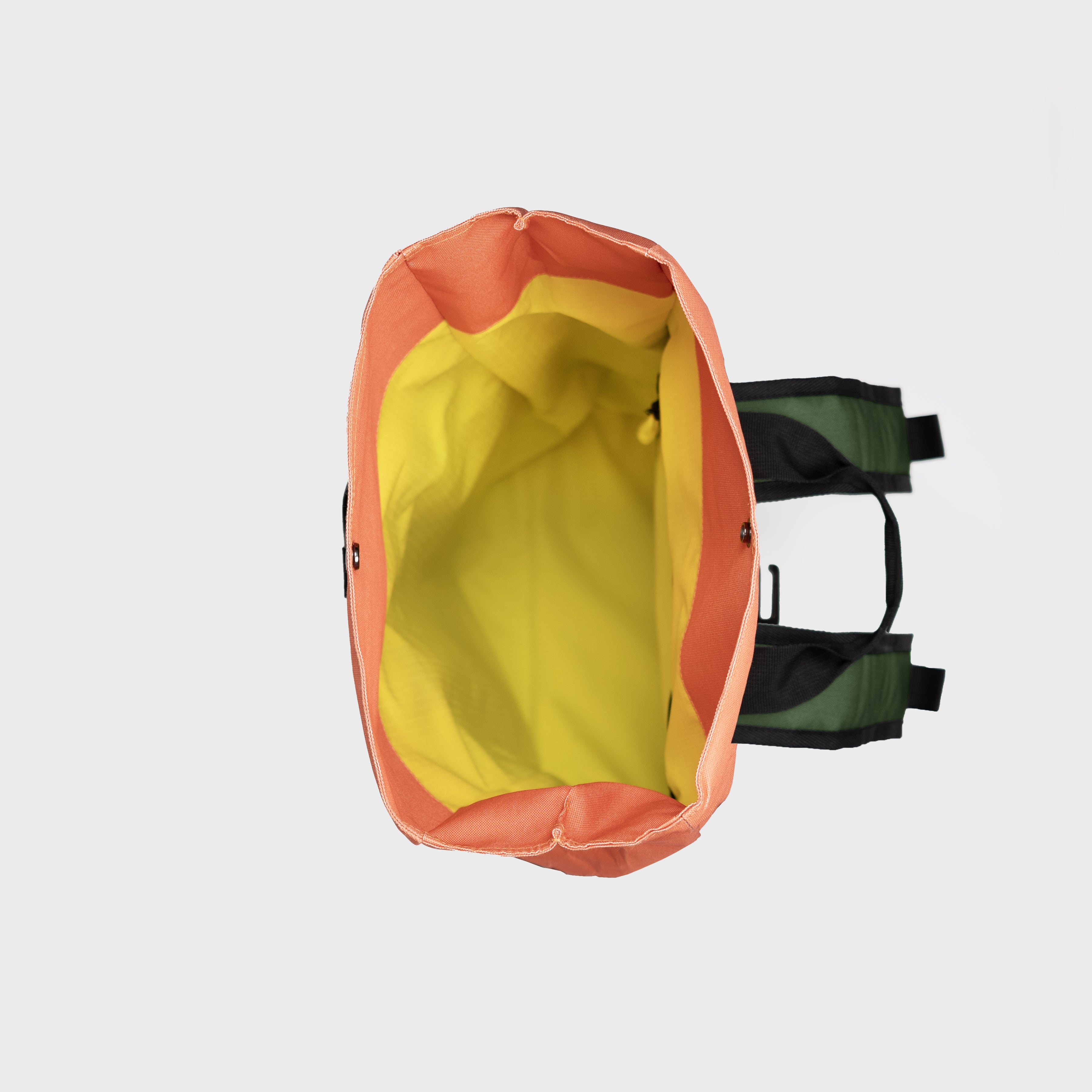 Roll-top backpack in 100% recycled polyester - Khaki and orange