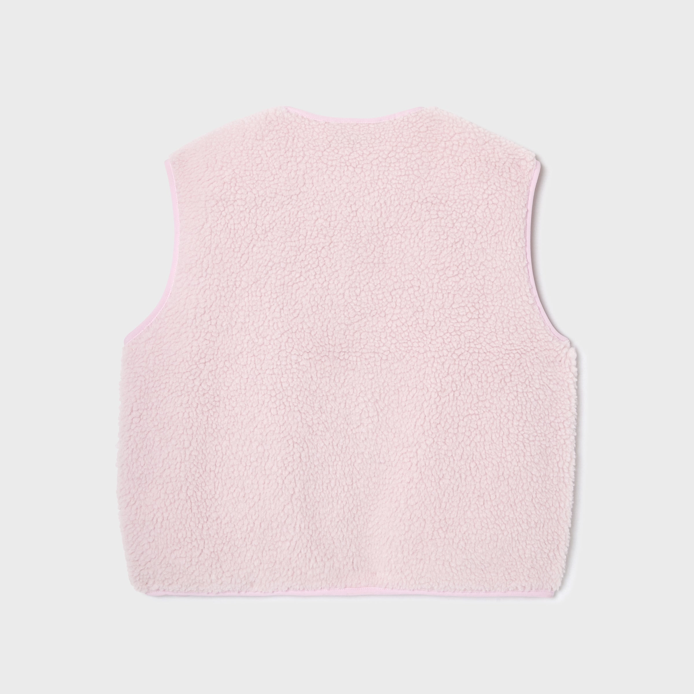 Women’s sleeveless sherpa zip jacket - Pale pink
