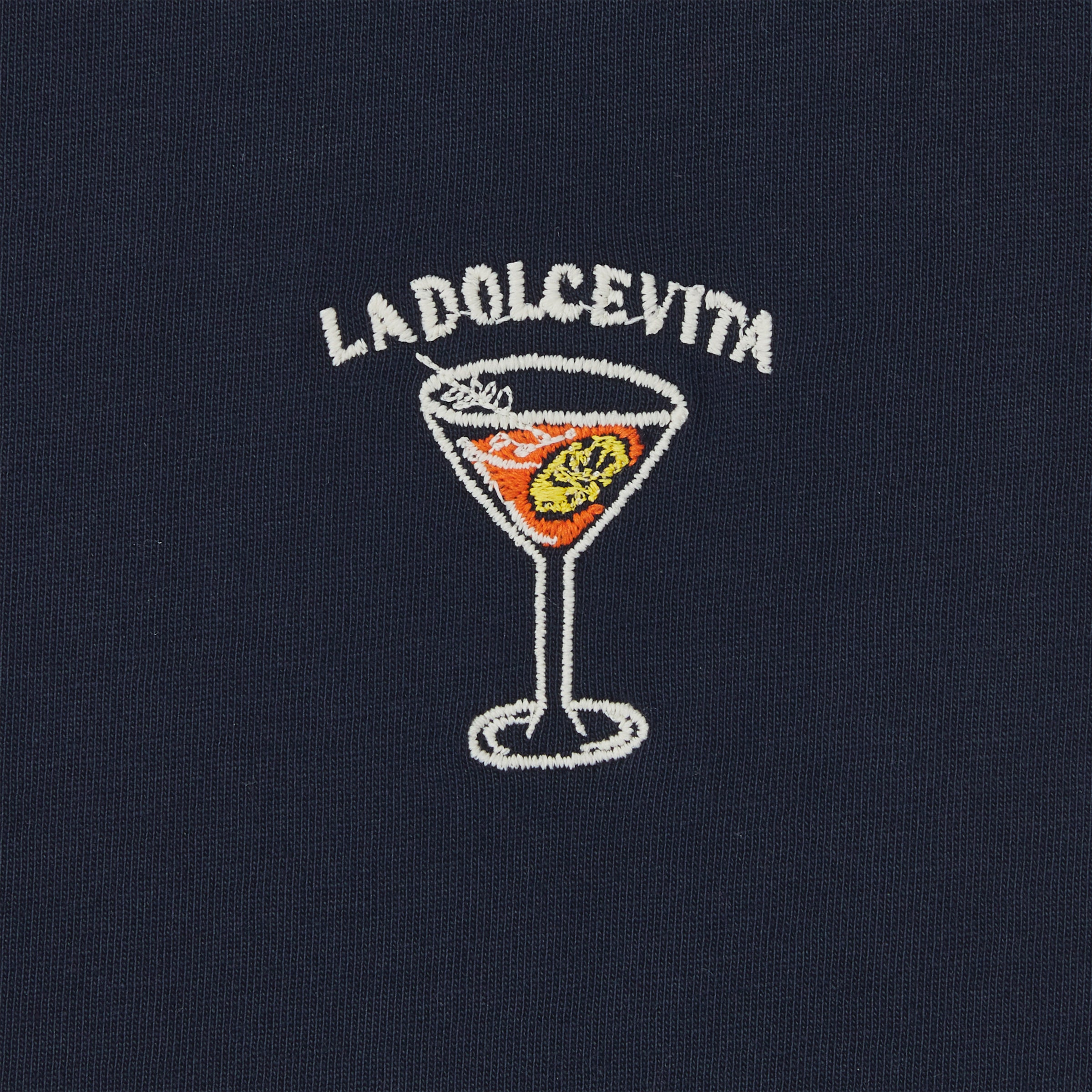 T-shirt en 100% coton bio Dolce Vita - Marine, broderie cocktail