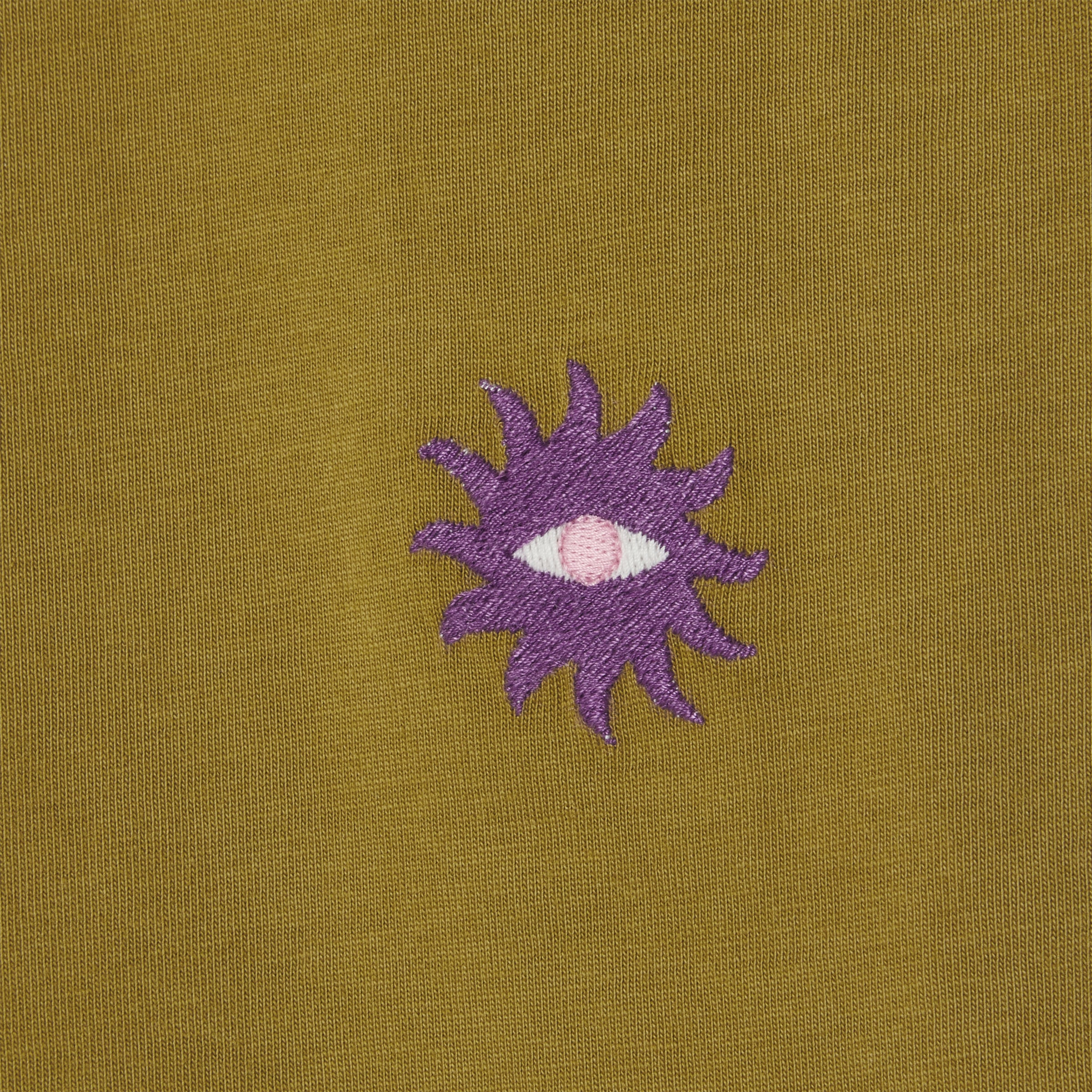 T-shirt femme en 100% coton bio - Vert olive, broderie soleil