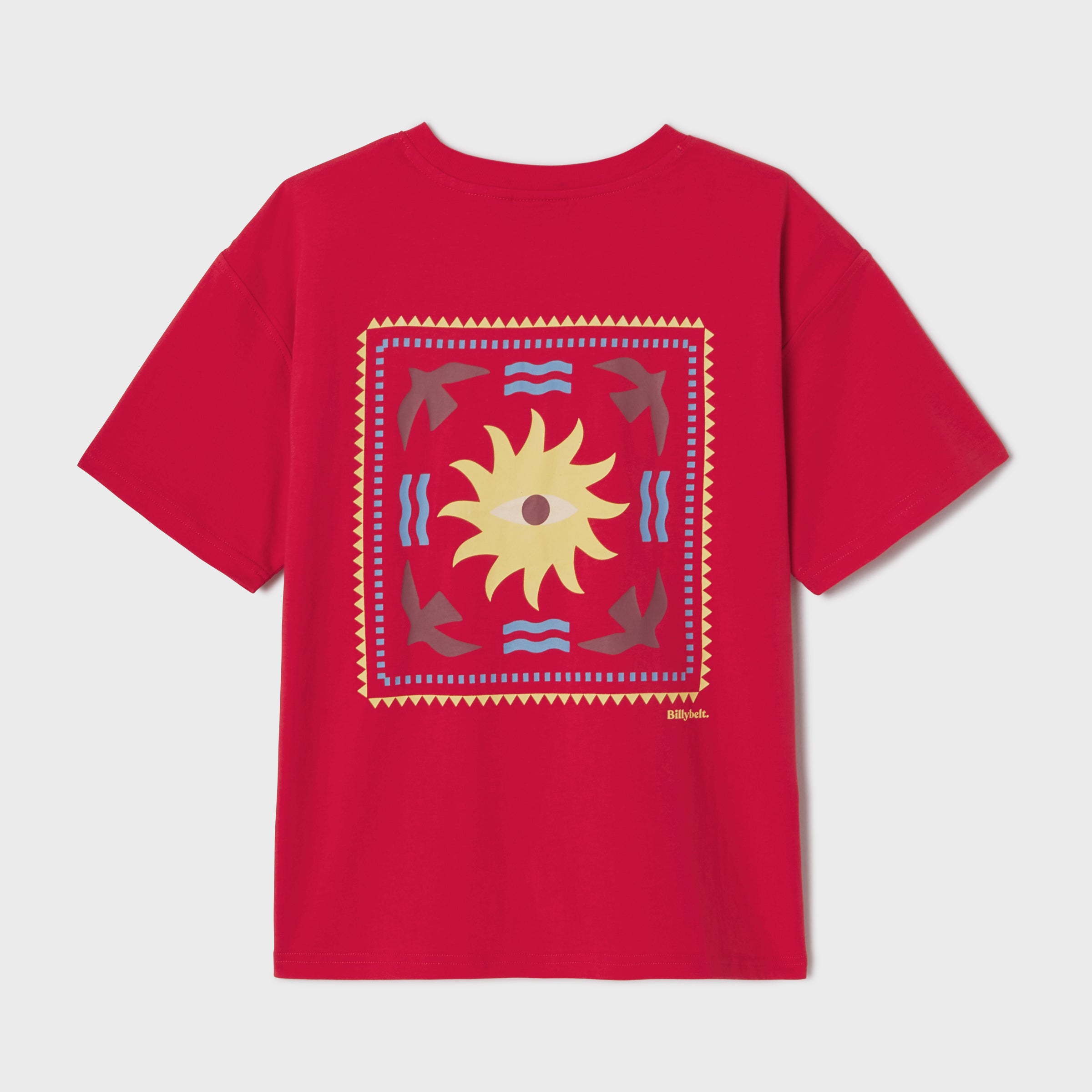 T-shirt femme en 100% coton bio - Rouge, imprimé soleil