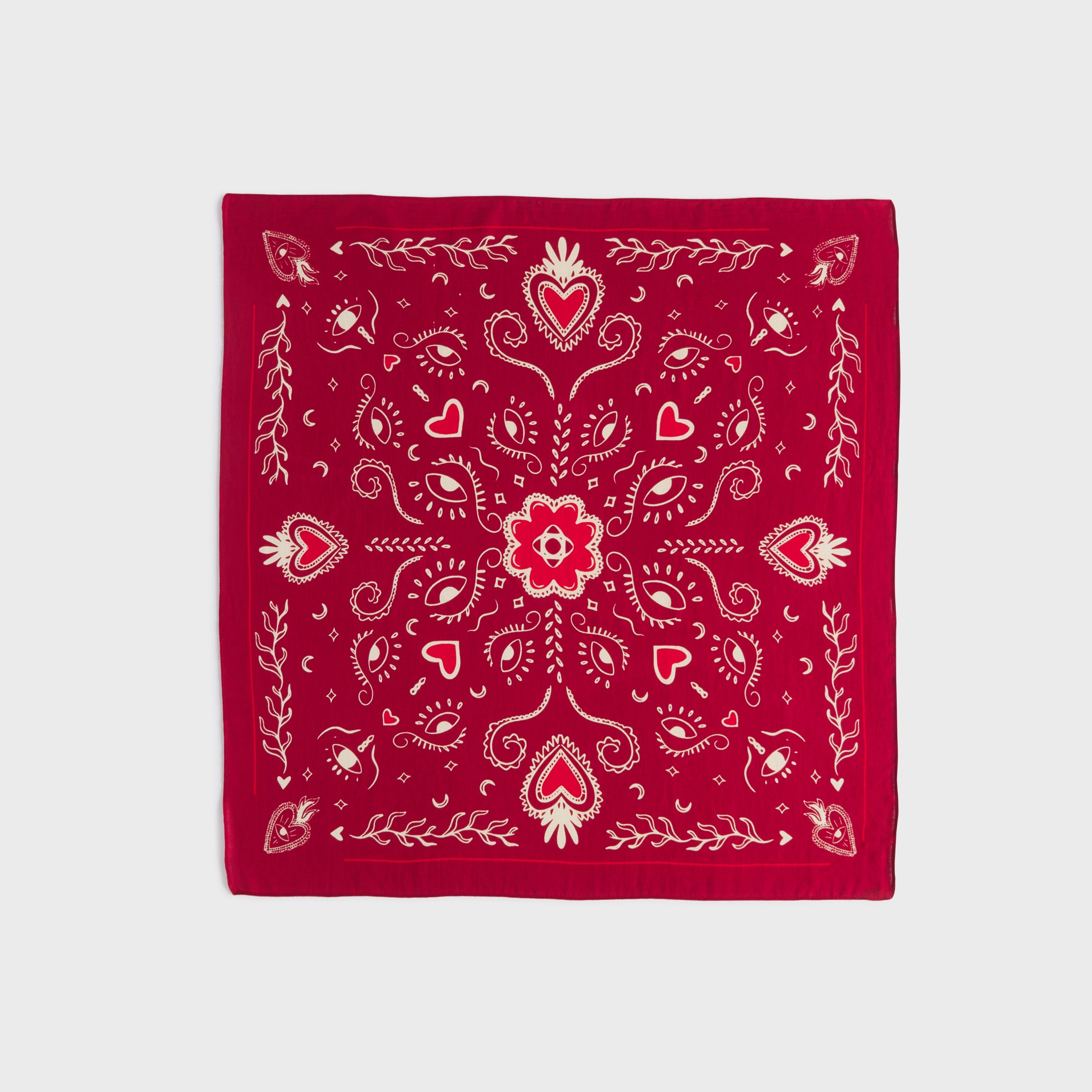 Petit foulard en 100% coton bio Lise - Rouge