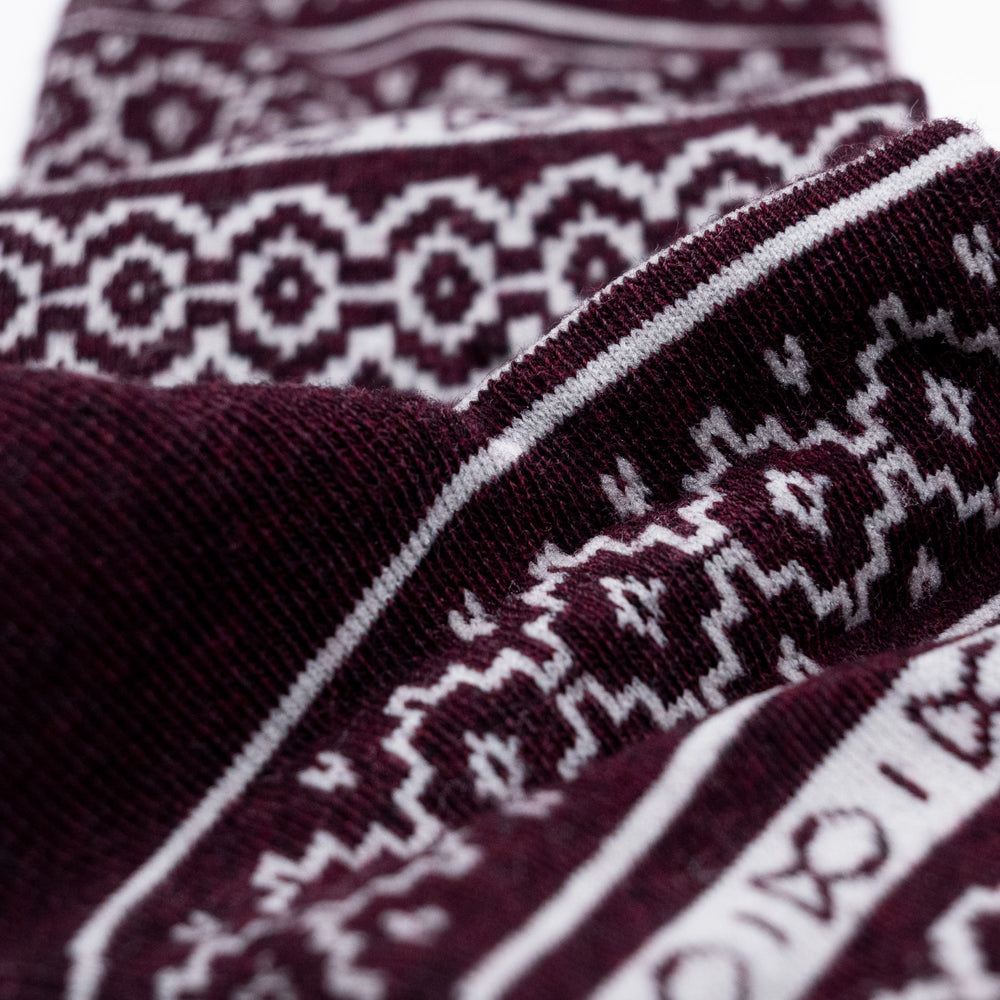 Chaussettes en coton peigné jacquard - Bordeaux