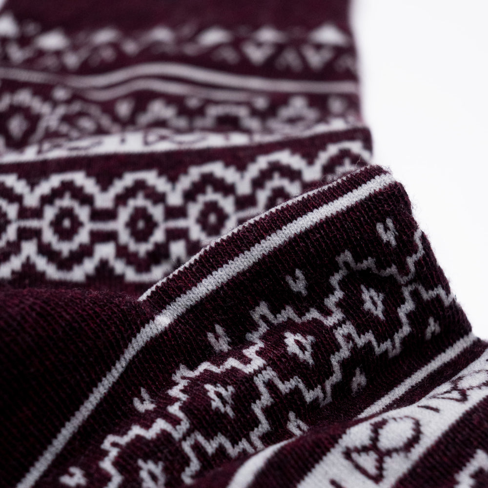 Chaussettes en coton peigné jacquard - Bordeaux