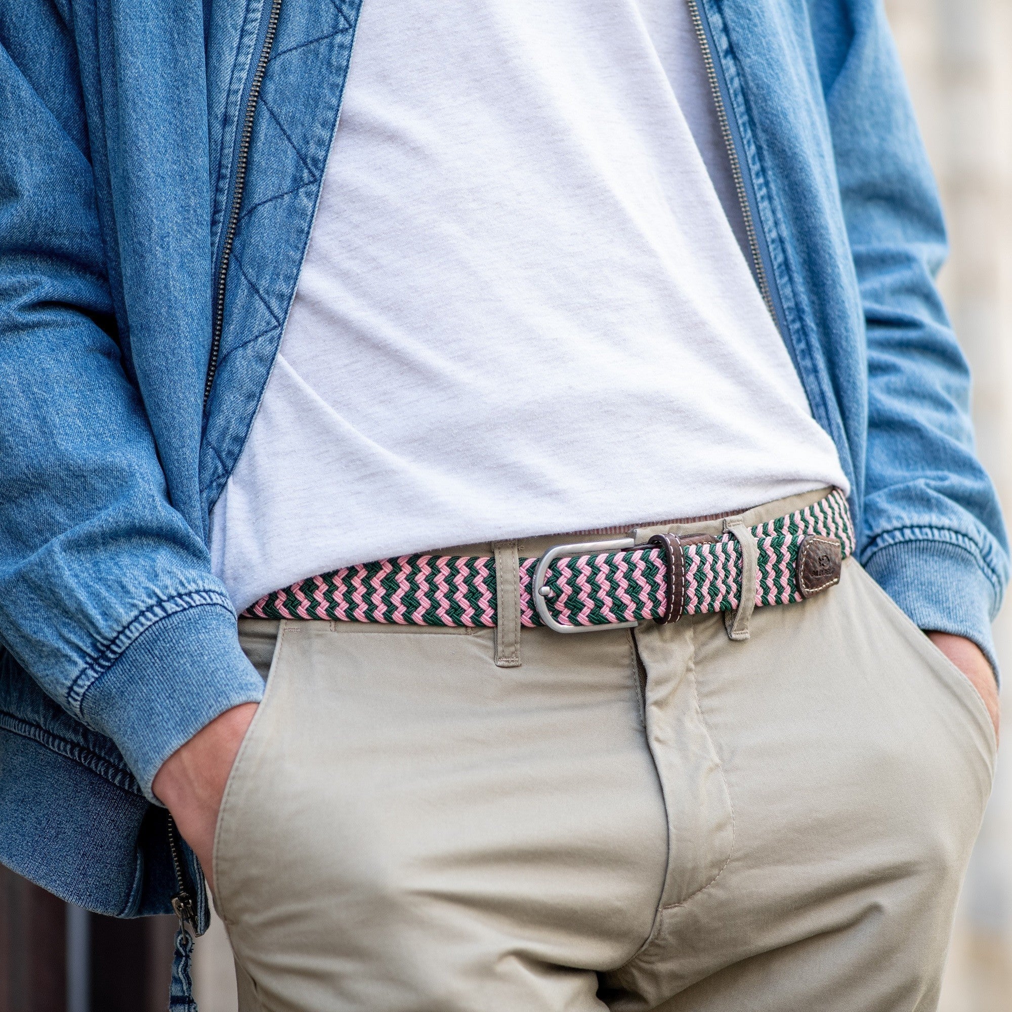 Ceinture Tressée élastique Unisexe HANCHAO - Noir, Blanc, Marron, Gris, Bleu, Ajustable Sans Trous 90-135 Cm