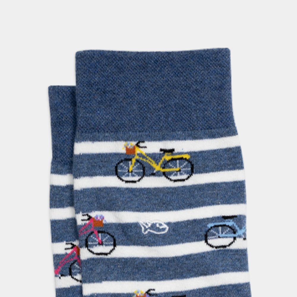 Patterned combed cotton socks - Bike