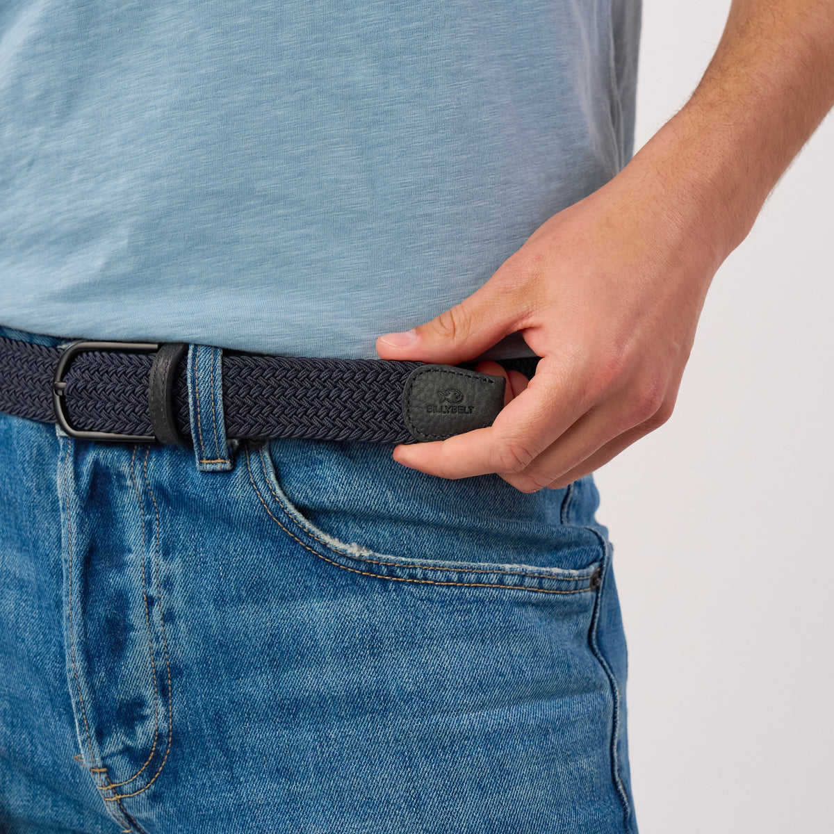 Ceinture tressée élastique unie - Deep water