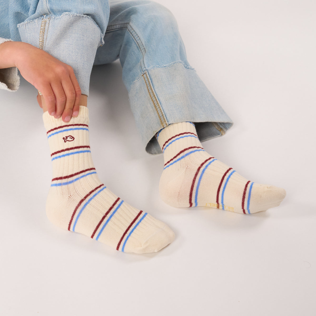 Striped kids' socks - Beige