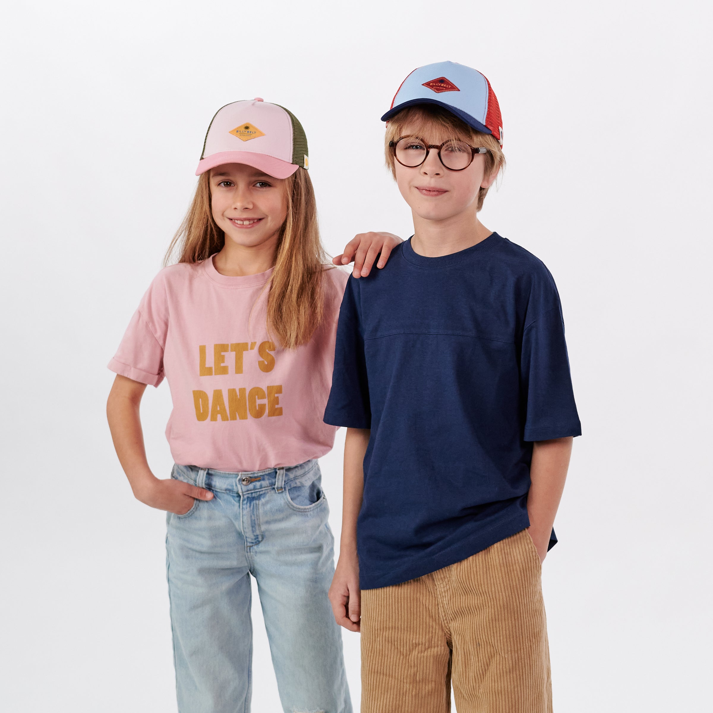 Casquette trucker enfant en coton - Rose et vert