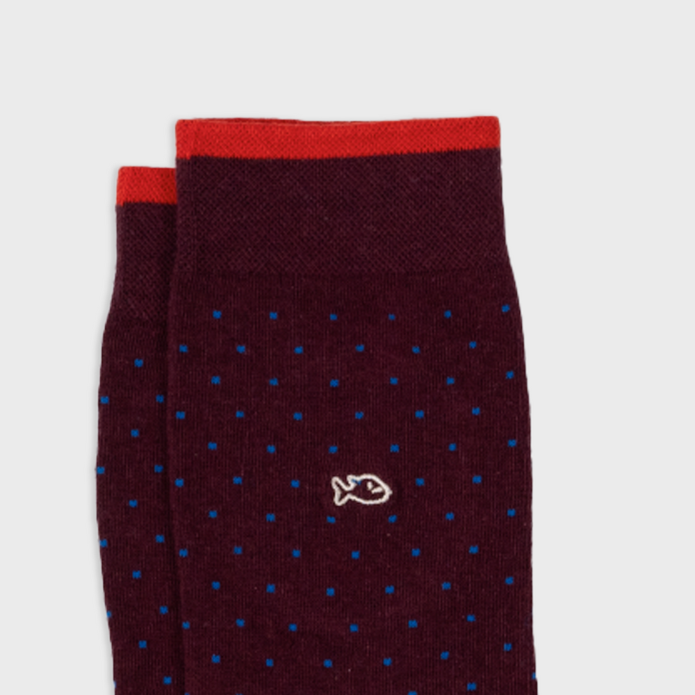 Chaussettes en coton peigné square - Lie de vin