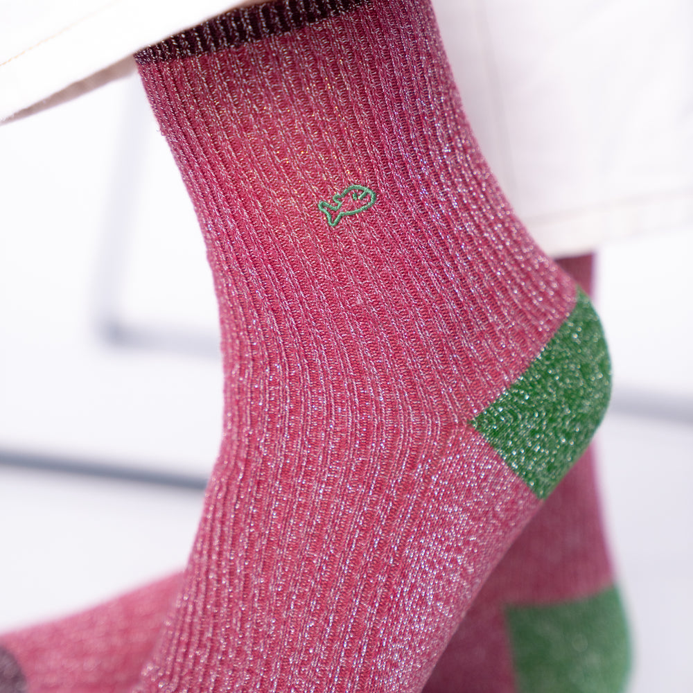 Vintage combed cotton socks - Old pink