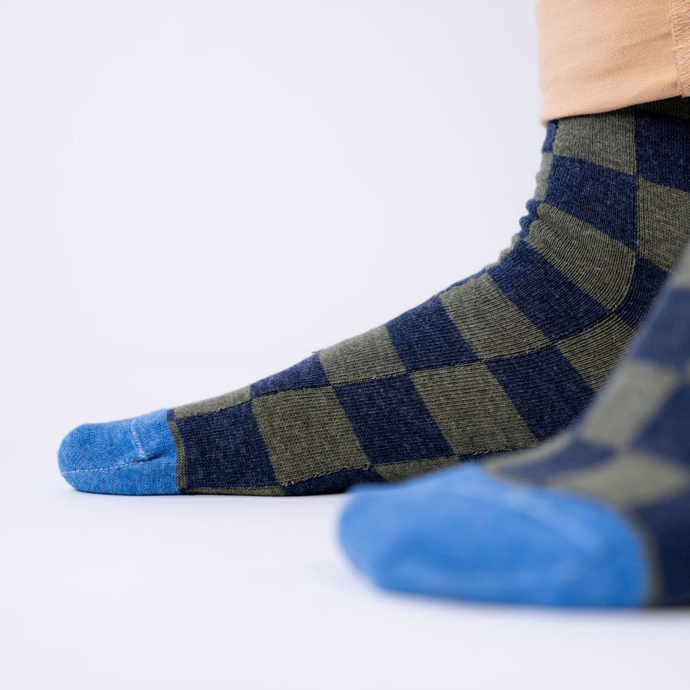 Checked combed cotton socks - Brooklands