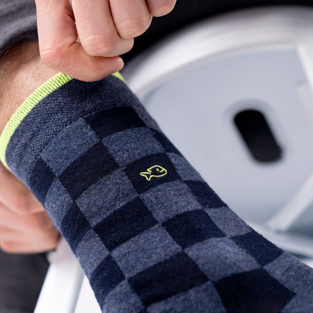 Checked combed cotton socks - Hunaudieres