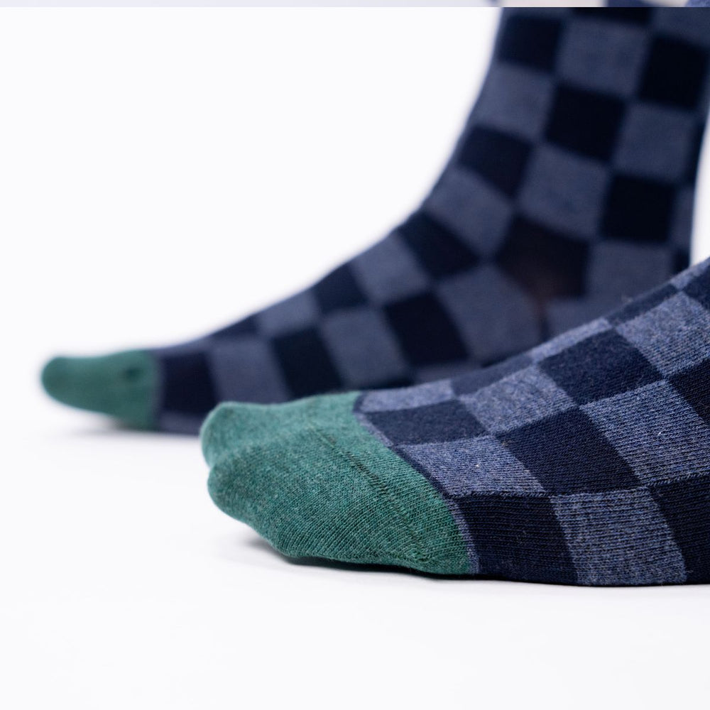 Checked combed cotton socks - Hunaudieres