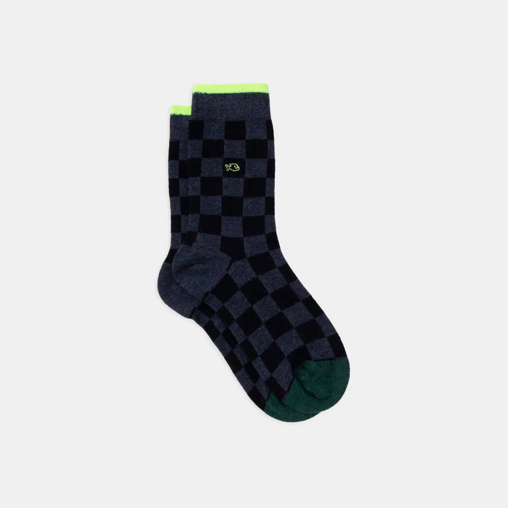 Checked combed cotton socks - Hunaudieres