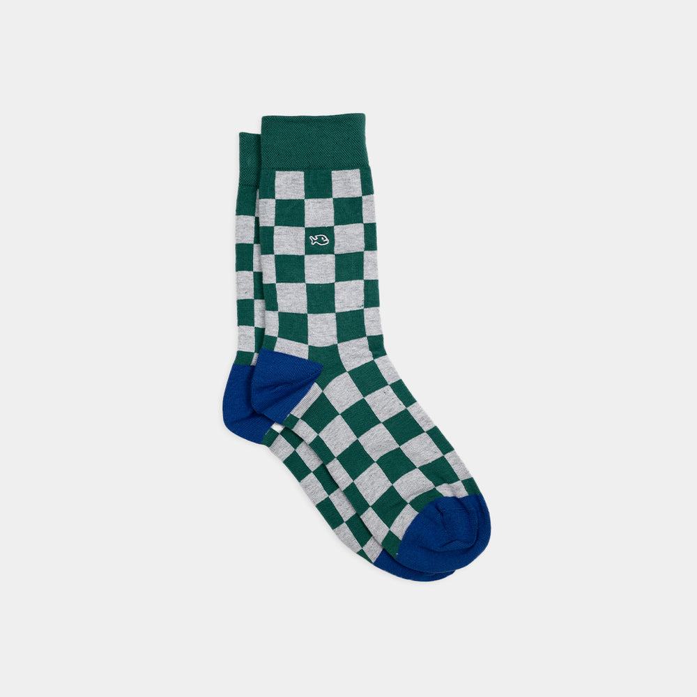 Checked combed cotton socks - Silverstone
