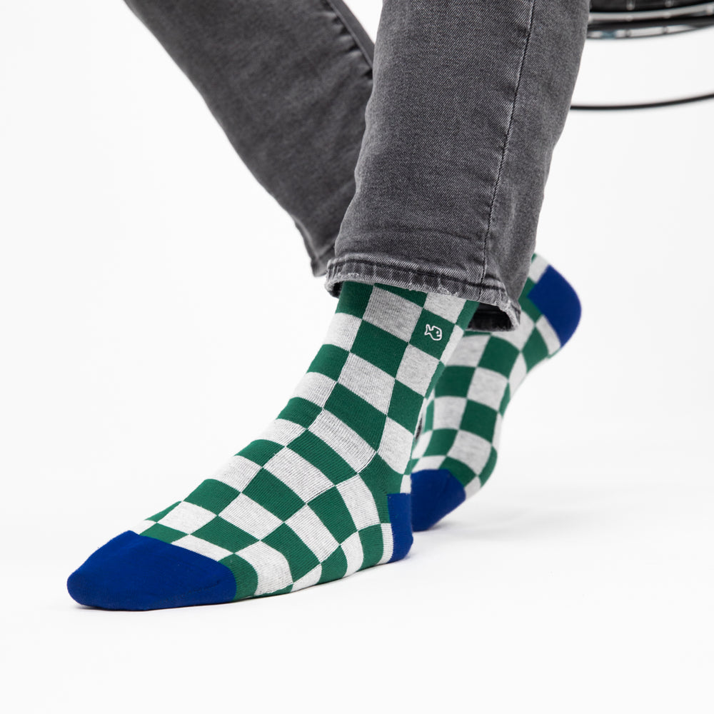 Checked combed cotton socks - Silverstone