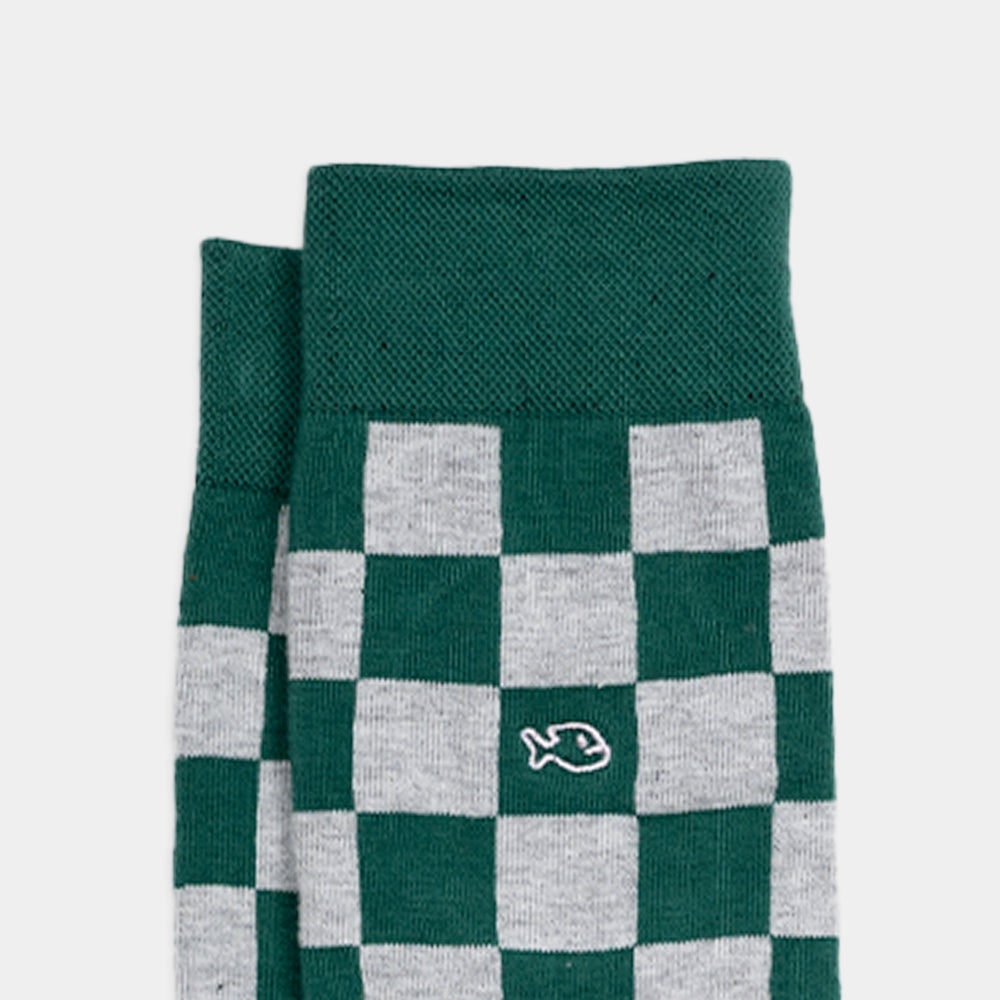 Checked combed cotton socks - Silverstone