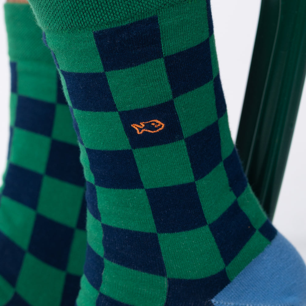 Checked combed cotton socks - Bakou