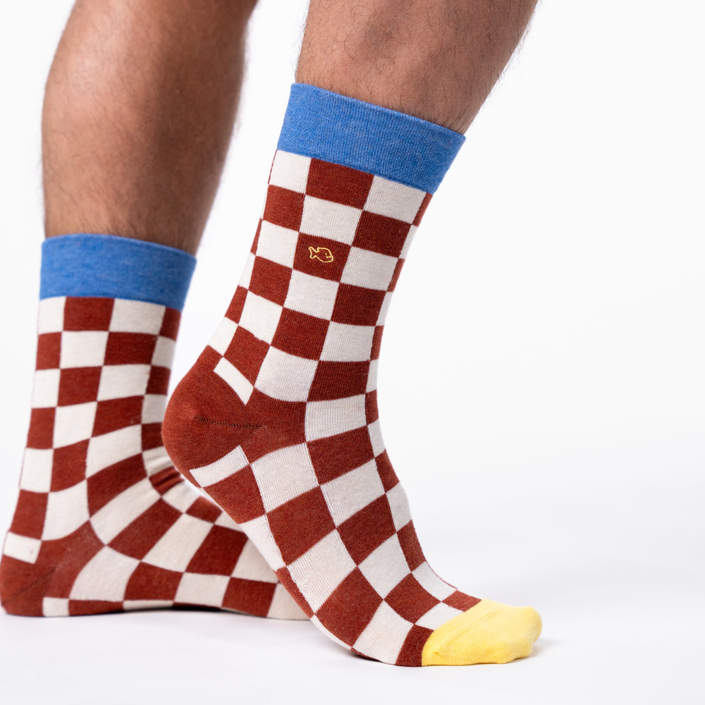 Checked combed cotton socks - Phoenix
