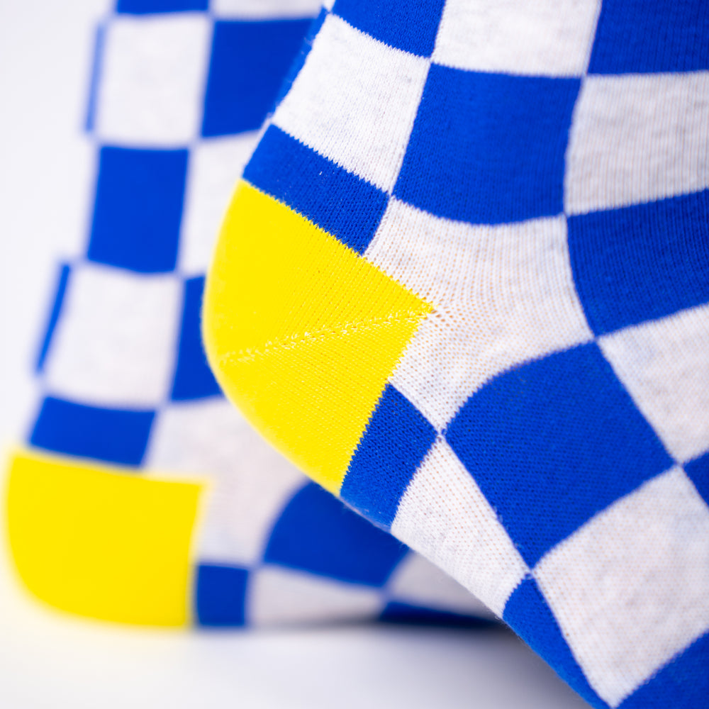 Checked combed cotton socks - Marina bay