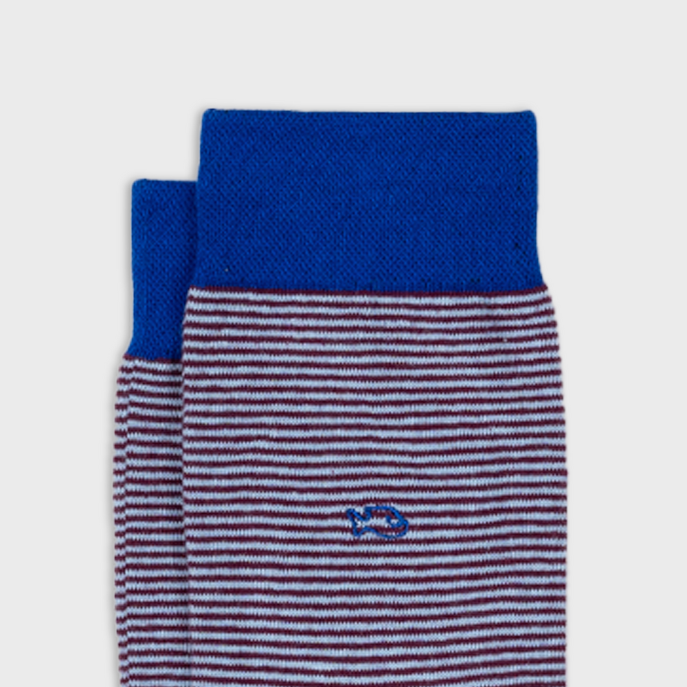 Gestreepte sokken van gekamd katoen - Bordeauxrood