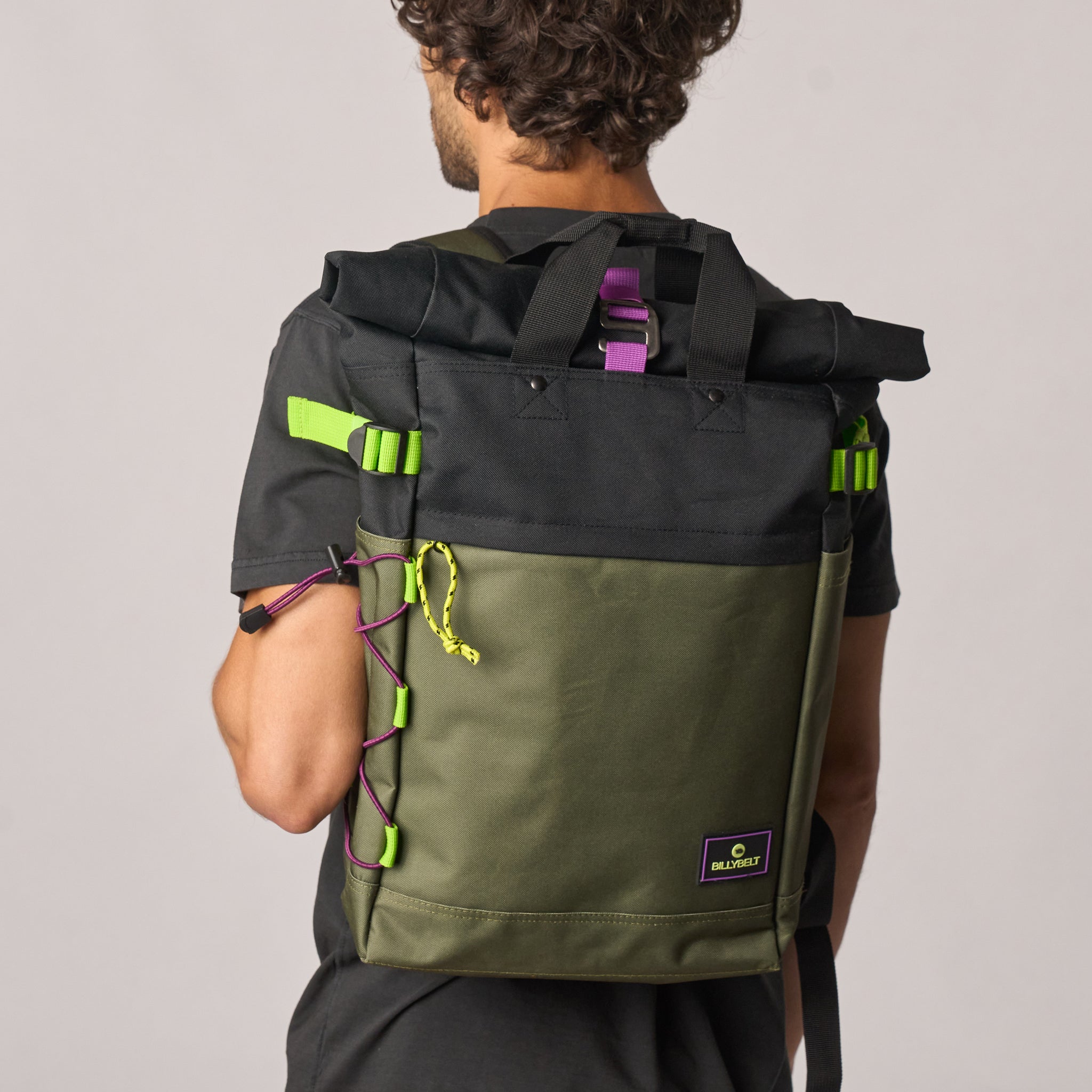 Roll-top backpack Khaki and black - BILLYBELT