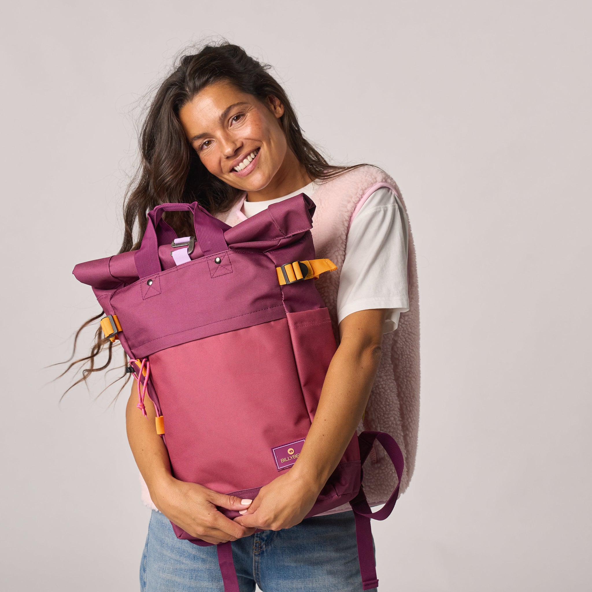 Roll-top backpack Purple and burgundy - BILLYBELT