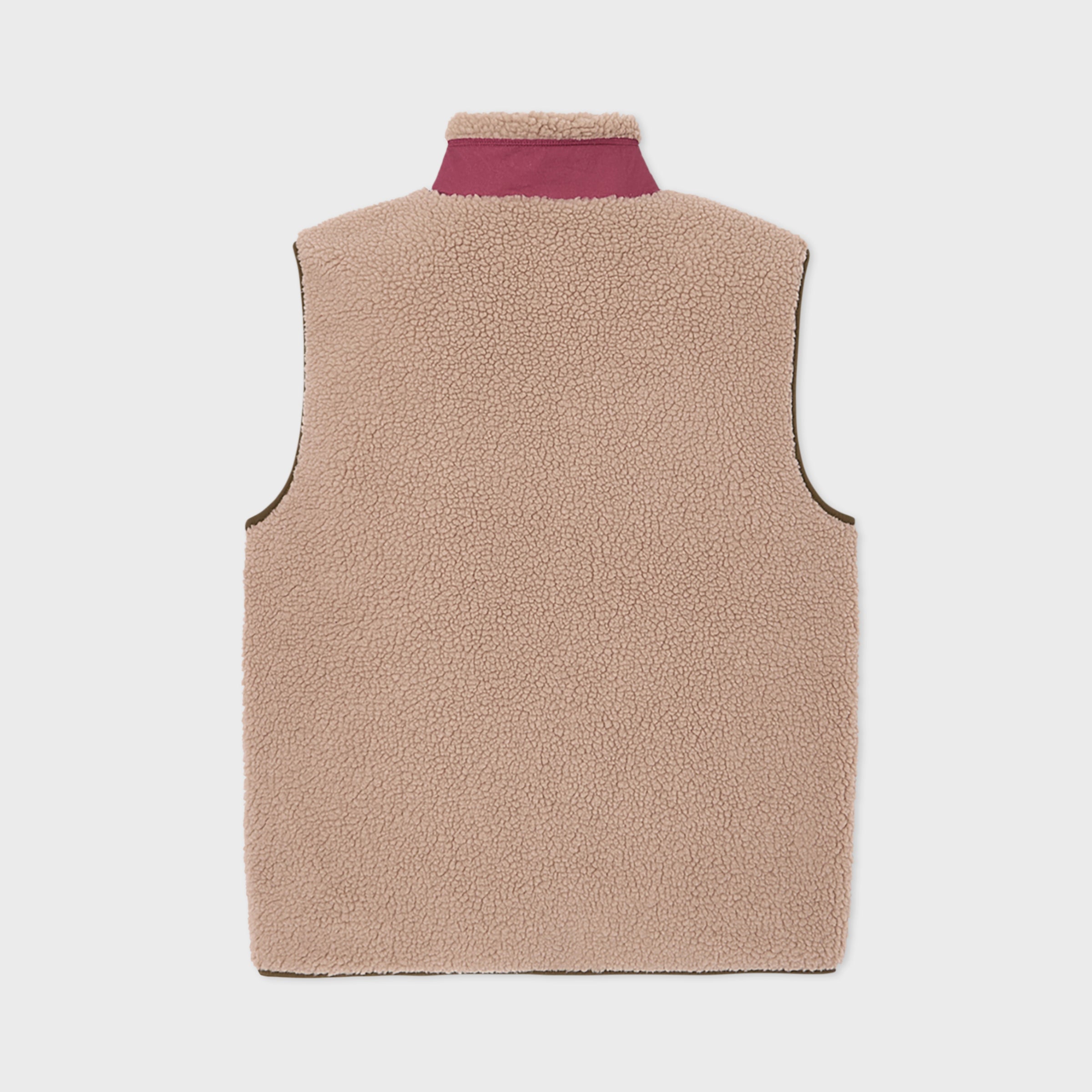 Veste sherpa mixte zippée sans manches - Naturel et bordeaux