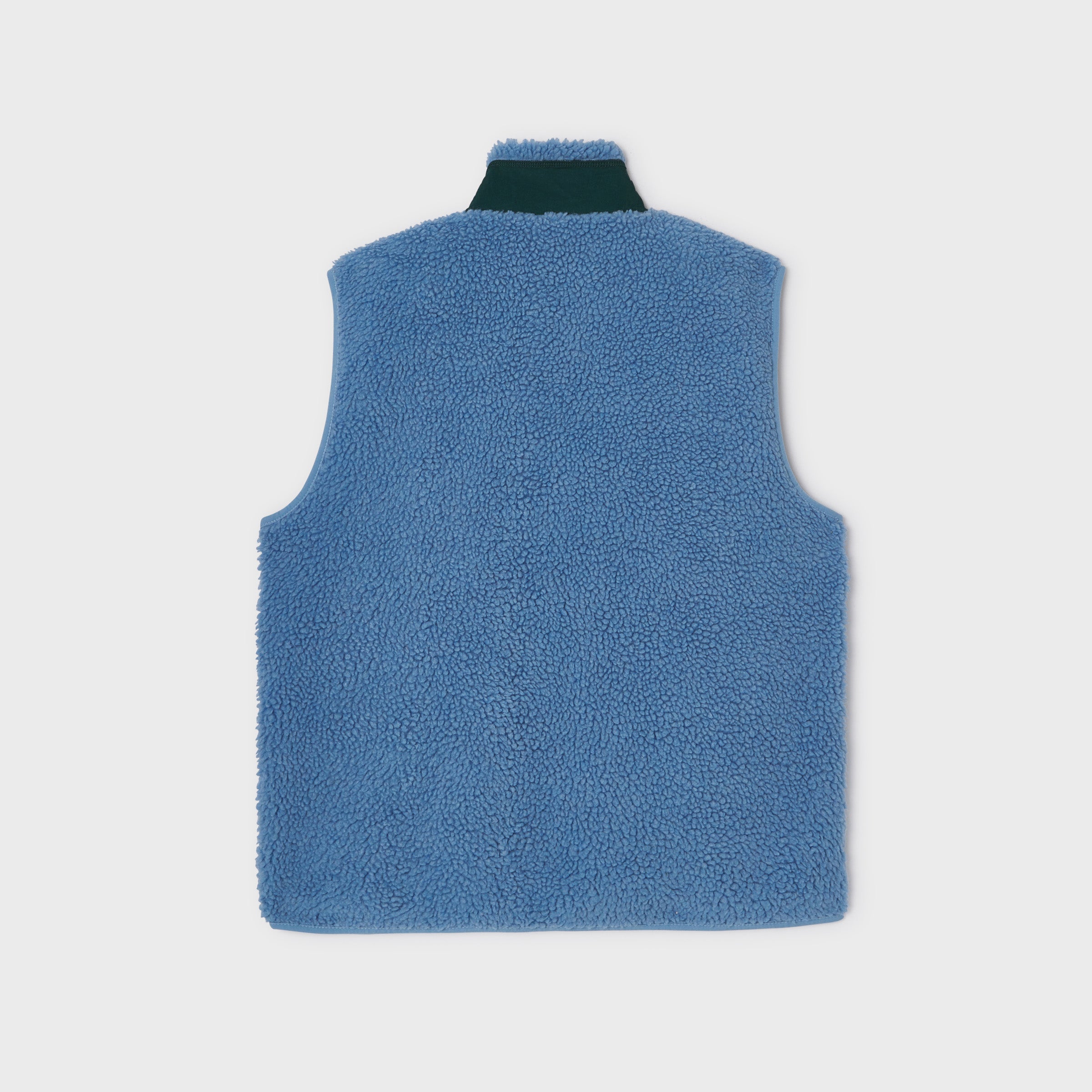Uniseks sherpa jas met rits zonder mouwen - Blauw en groen