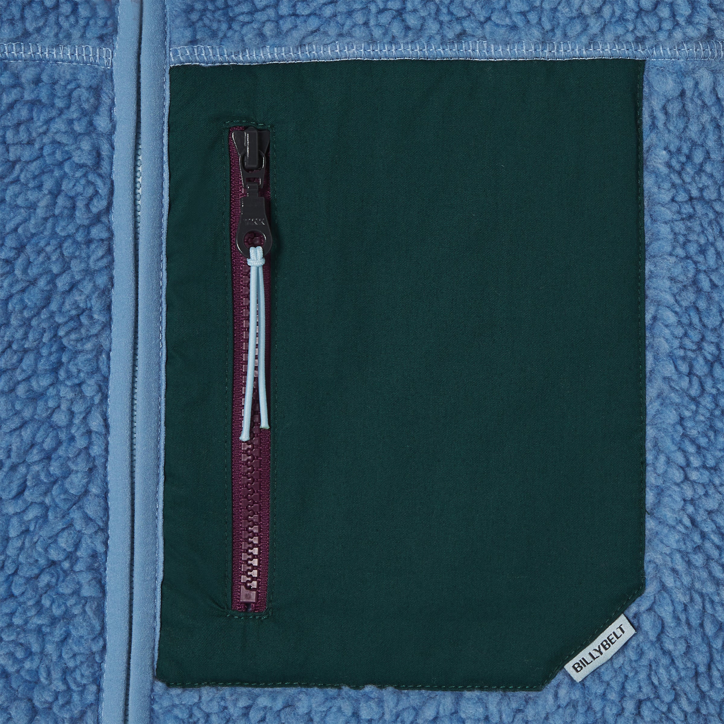 Uniseks sherpa jas met rits zonder mouwen - Blauw en groen