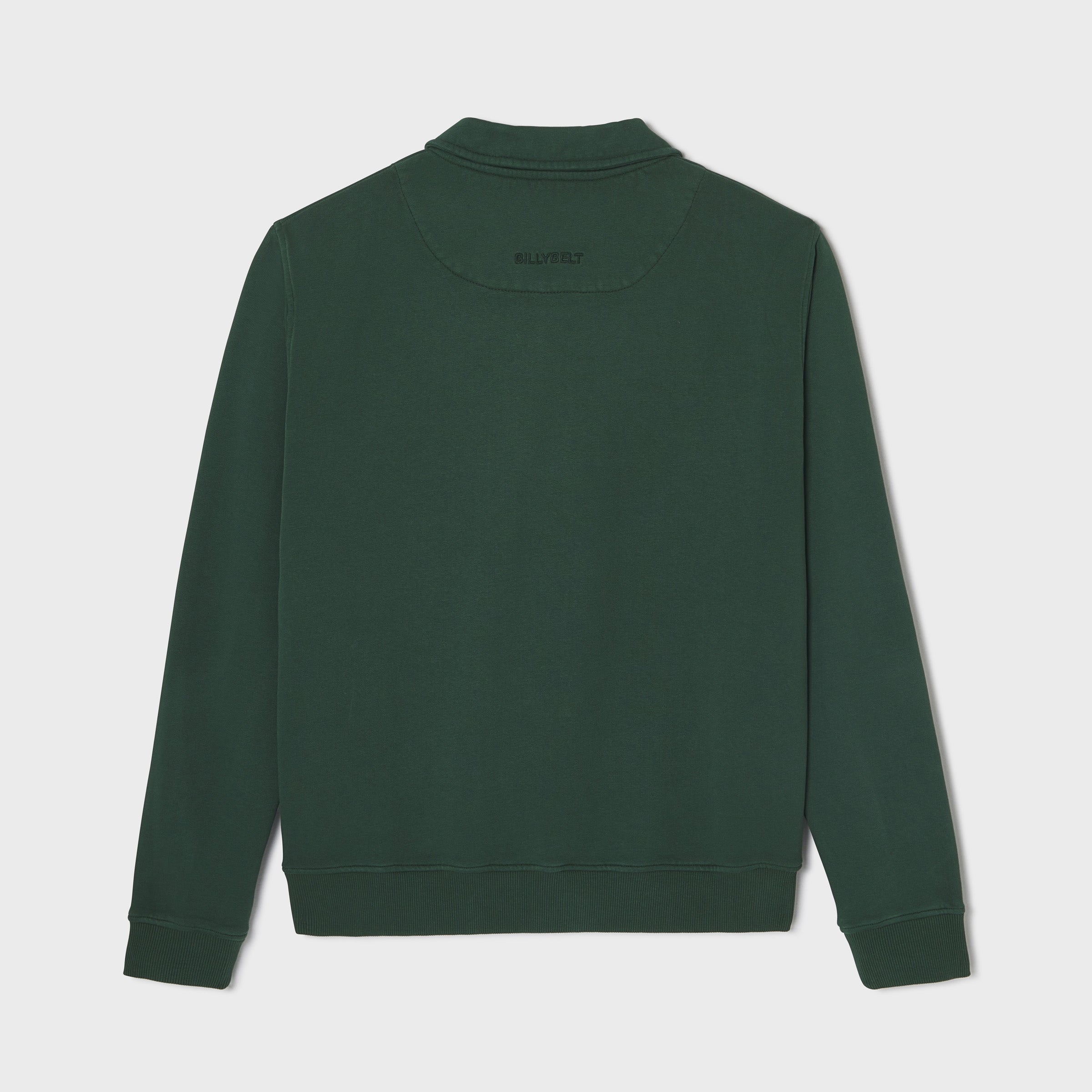 Sweat à col zippé en 100% coton biologique - Vert foncé