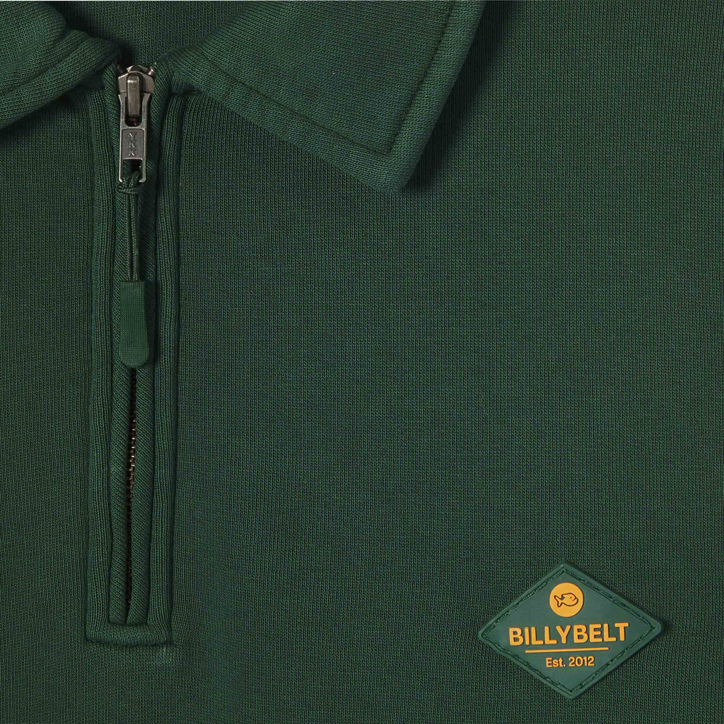 Sweat à col zippé en 100% coton biologique - Vert foncé