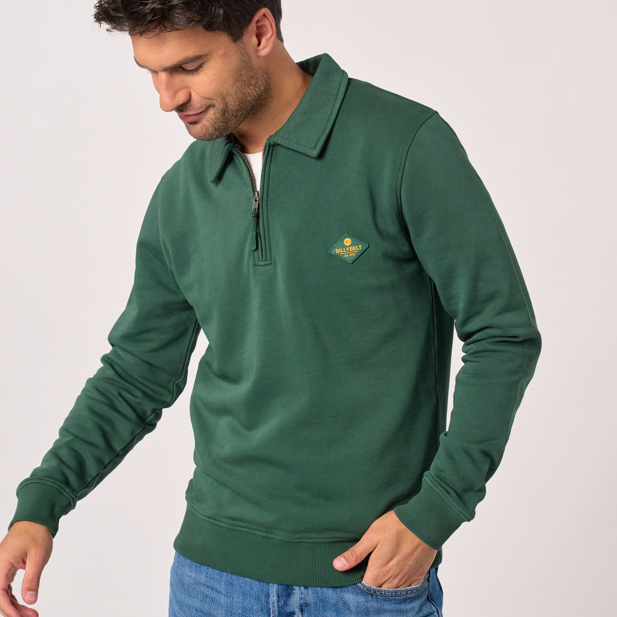 Sweat Rémi Col Zippé Vert - Boutique Jean Gaillard Sweat Rémi Col Zippé Vert - Boutique Jean Gaillard