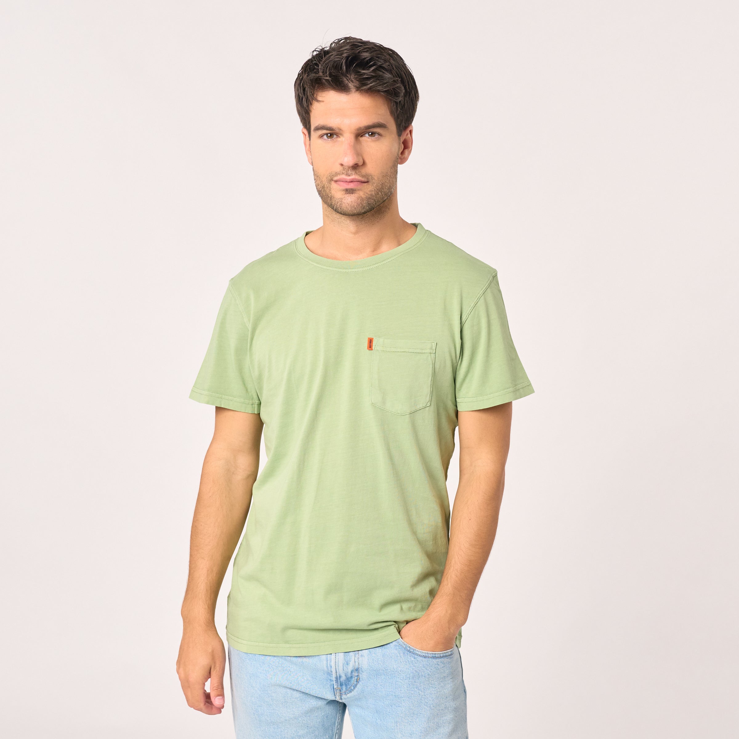 T-shirt 100% organic cotton garment dye â€“ light green - BILLYBELT