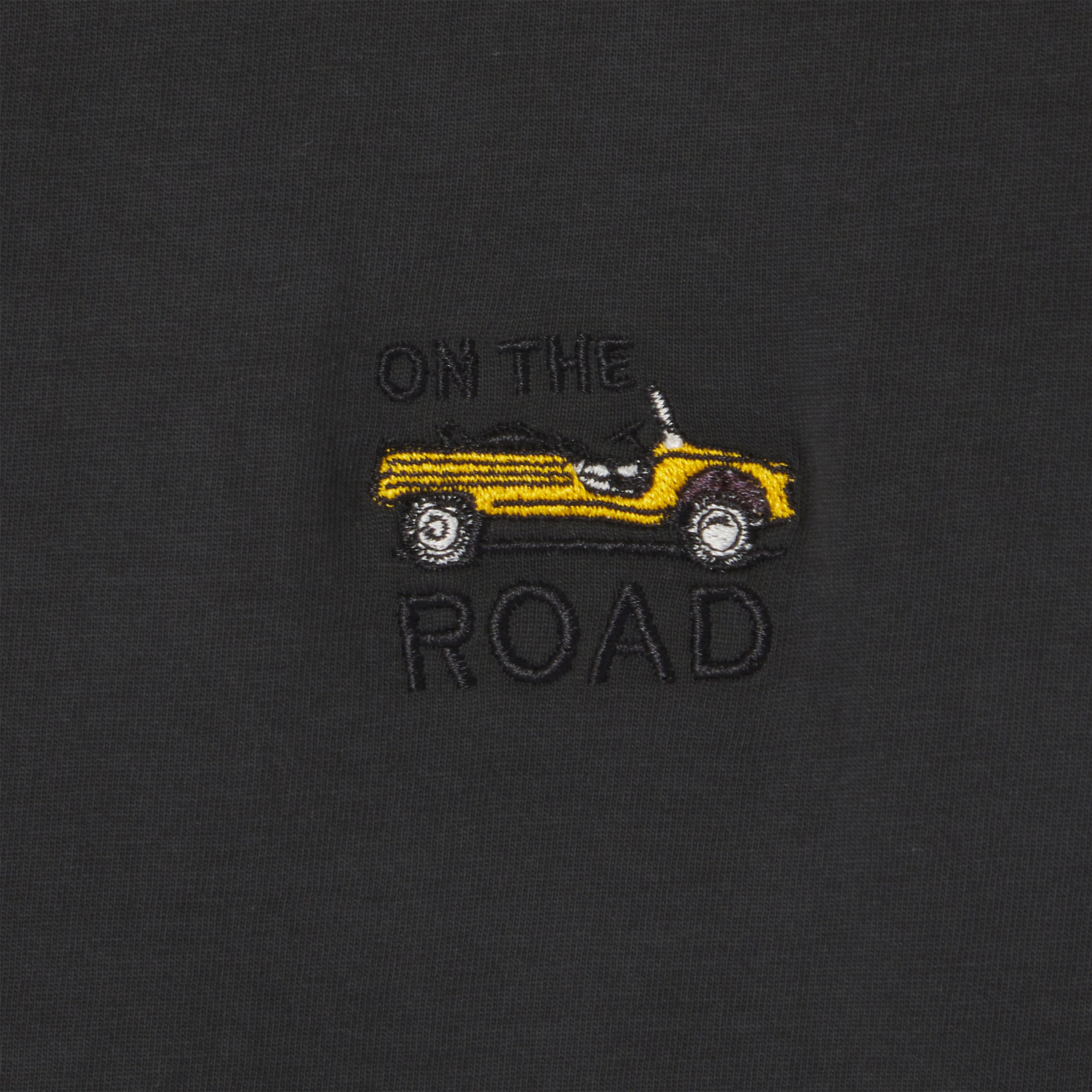 T-shirt en 100% coton bio Roadtrip - Noir, broderie Mehari