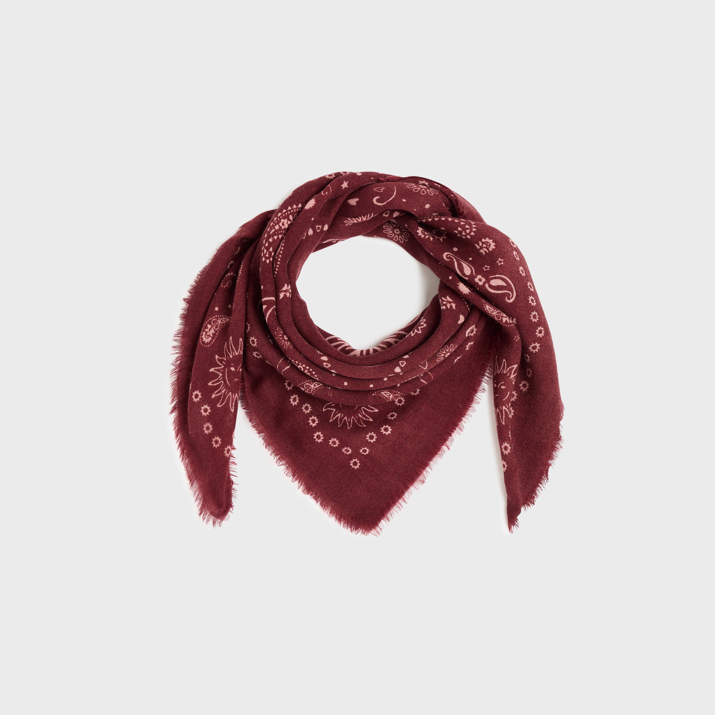 Damessjaal van 100% wol Louise - Bordeauxrood