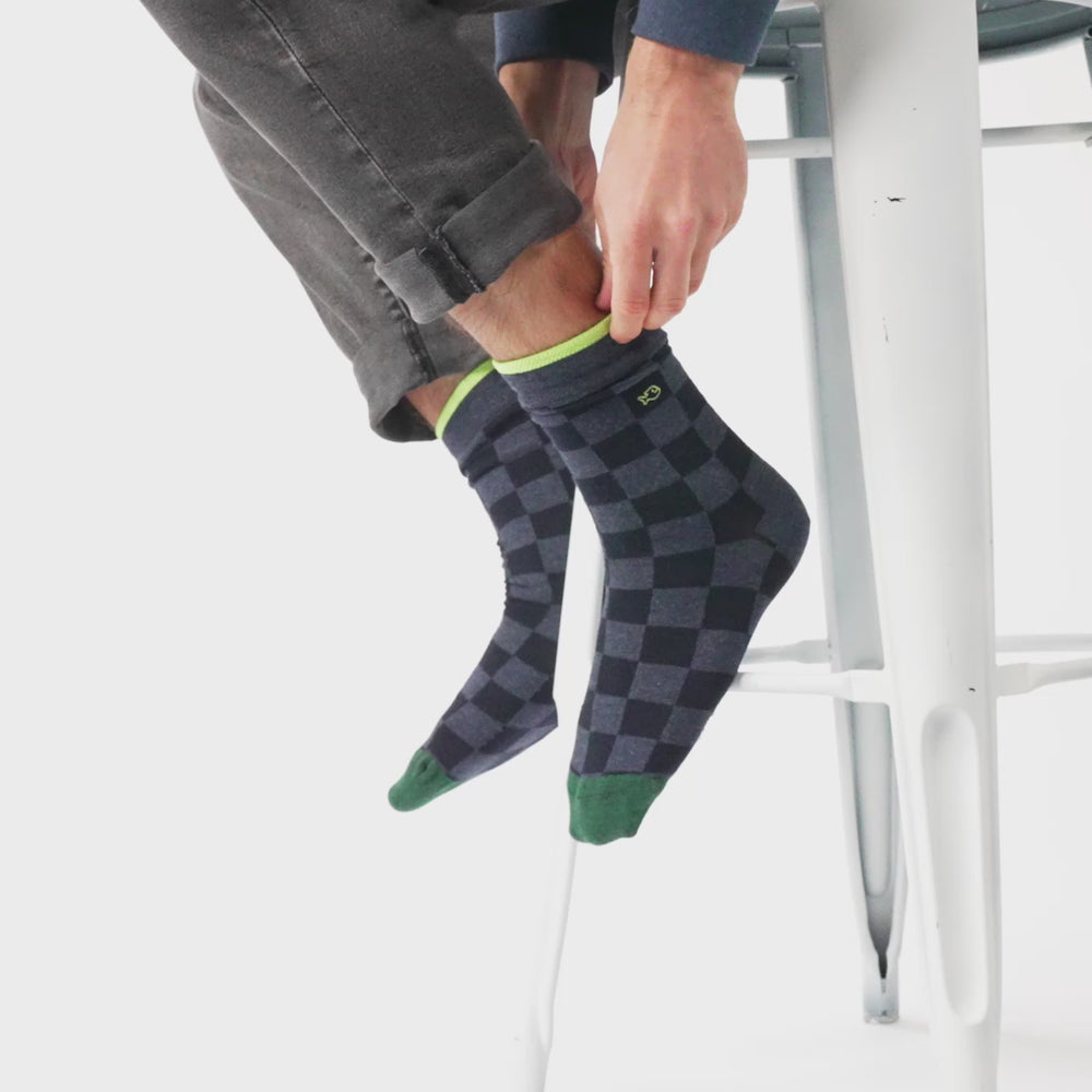 Checked combed cotton socks - Hunaudieres