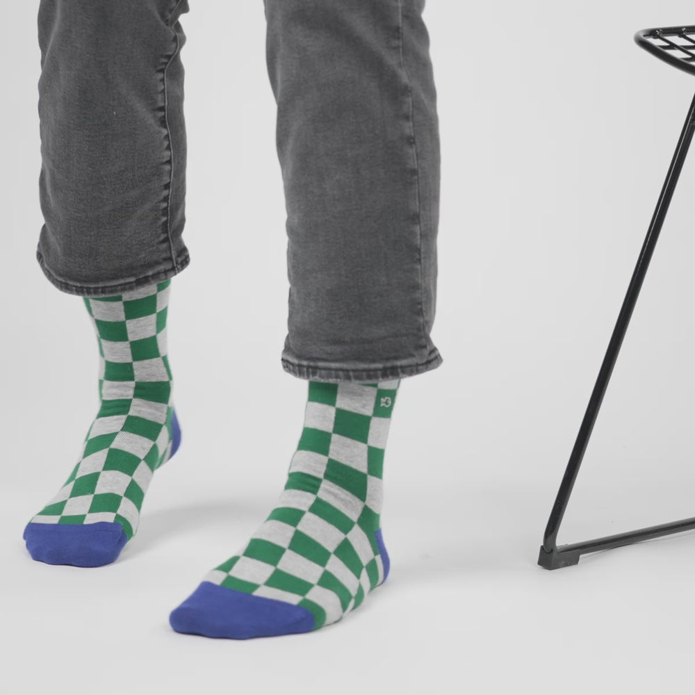 Checked combed cotton socks - Silverstone